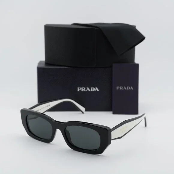 Prada PRB05S 09Q08Z Rectangle Sunglasses – Black\Dark Grey - Picture 1 of 10